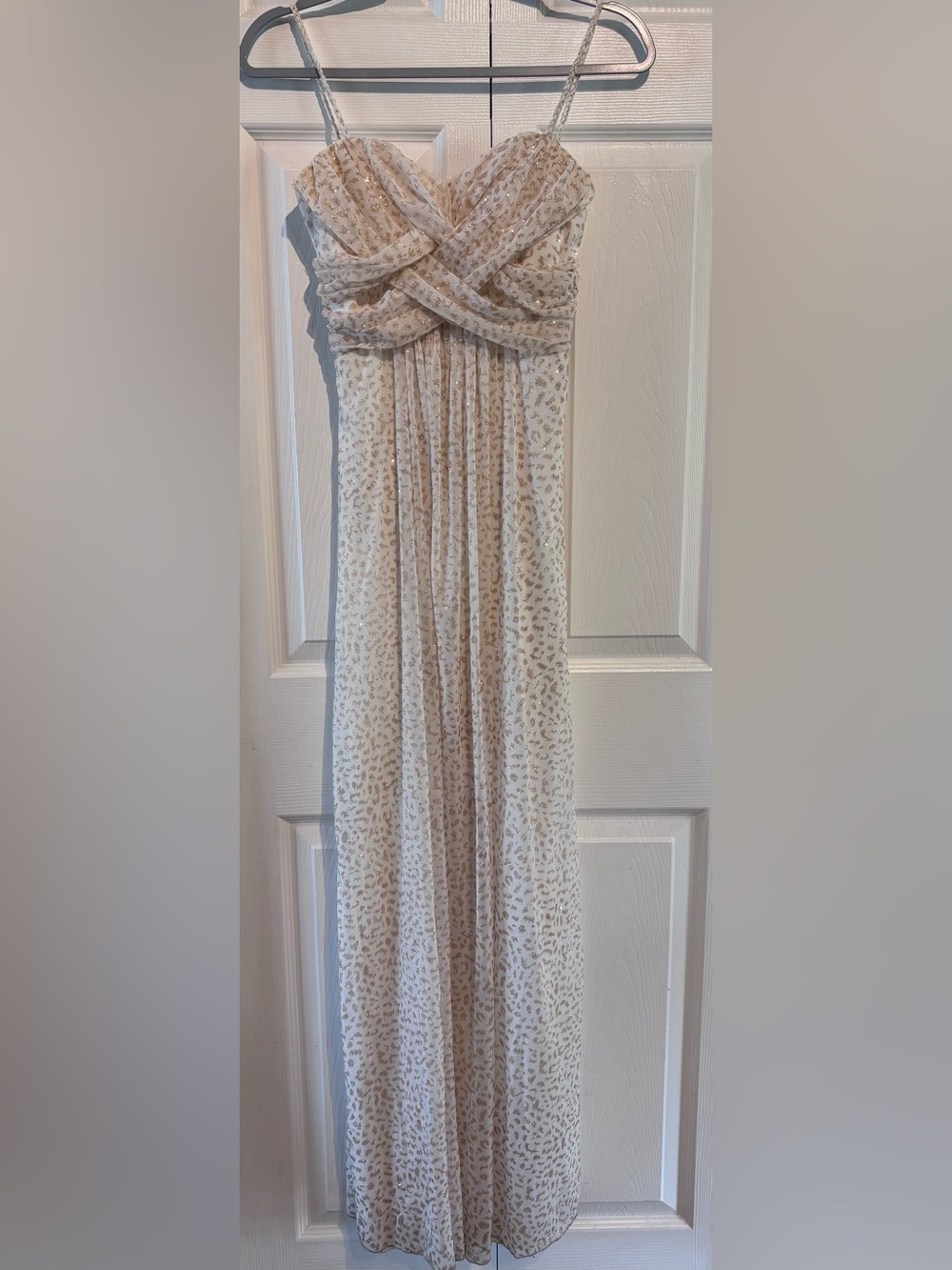White and Gold Sparkly Formal Dress